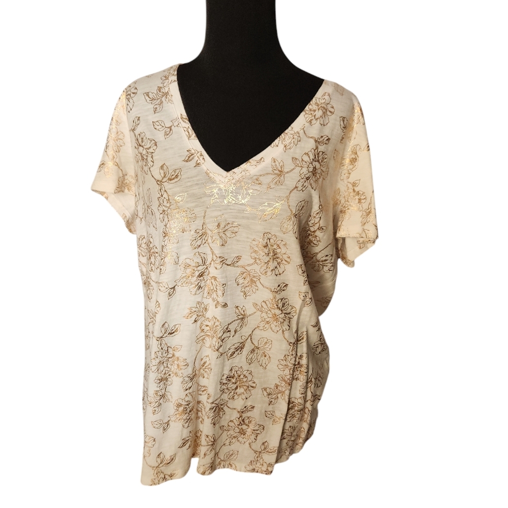 A New Day Glittery Gold Short Sleeve TShirt Plus Size XXL